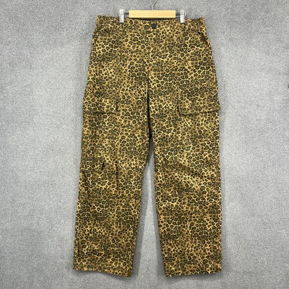 No Boundaries Cargo Pants Womens Medium Brown Leopard Animal Print Flap Pockets - Picture 1 of 16